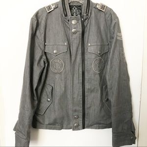 ROAR Gray Military Style Zen Bomber Jacket